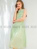 Đầm xanh voan tơ xếp ly