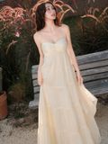  Đầm 2 dây maxi tùng nhún 