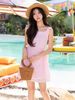  Đầm caro hồng cổ vuông phối ren [TÂM x ND] 