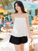  Set áo hai dây chấm bi váy xếp ly 