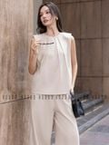  Set áo quần nude xếp ly cổ [TÂM x ND] 