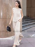  Set áo quần nude xếp ly cổ [TÂM x ND] 