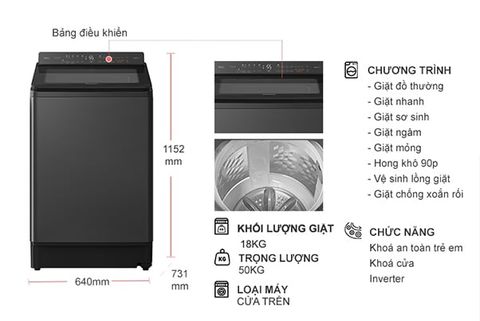  Máy giặt PANASONIC Inverter 18kg NA-FD180W3BV 