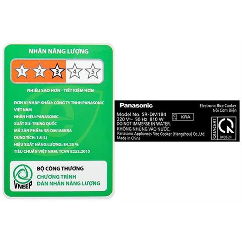  Nồi cơm điện tử PANASONIC DM184KRA (1.8 lít) 