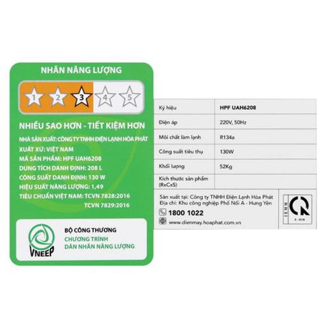  Tủ đông đứng HÒA PHÁT HPF UAH6208 (208 lít) 