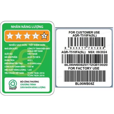  Tủ lạnh AQUA Inverter 455 lít AQR-T518FA(SL) 