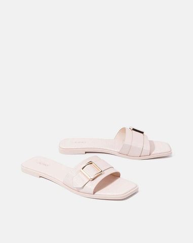  Dép mũi vuông khóa trang trí 