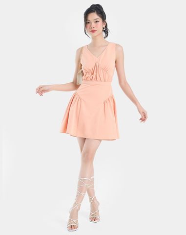  Đầm ngắn sát nách cổ V 