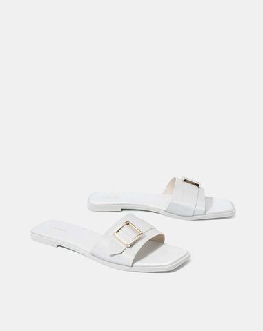  Dép mũi vuông khóa trang trí 