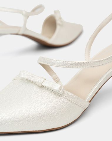  Giày Cao Gót Slingback Phối Nơ Trang Trí 