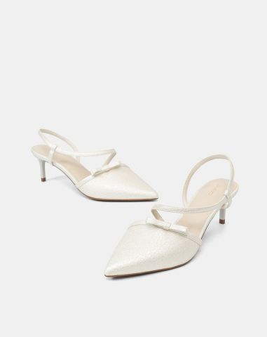  Giày Cao Gót Slingback Phối Nơ Trang Trí 