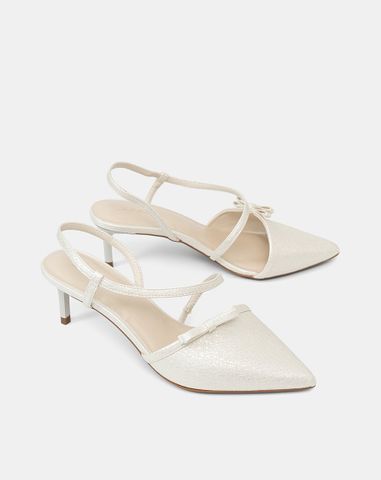  Giày Cao Gót Slingback Phối Nơ Trang Trí 