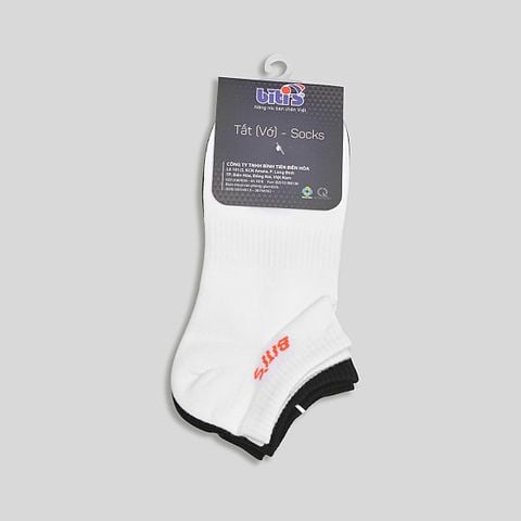  Combo 2 Đôi Vớ Cổ Thấp Biti's Màu Đen Full & Trắng ASUG00010DEF 