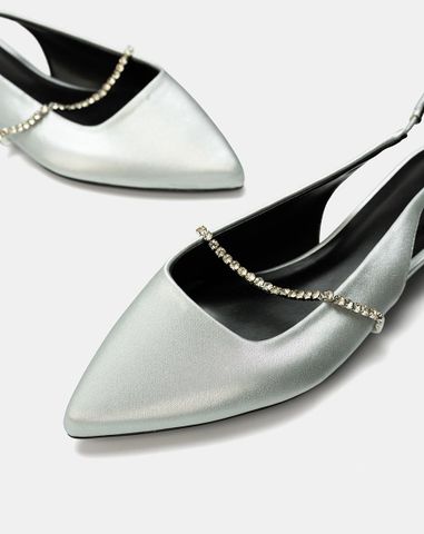  Giày Búp Bê Slingback Phối Dây Khóa Trang Trí 