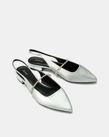  Giày Búp Bê Slingback Phối Dây Khóa Trang Trí 