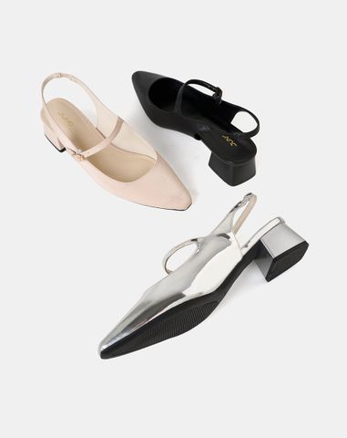  Giày Cao Gót Slingback Gót Vuông Có Khoá 