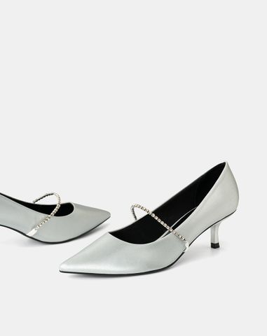  Giày Cao Gót Phối Dây Khóa Trang Trí 