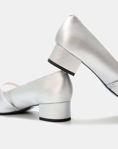  Giày Cao Gót Cao Gót Bít Mũi Phối Cap 