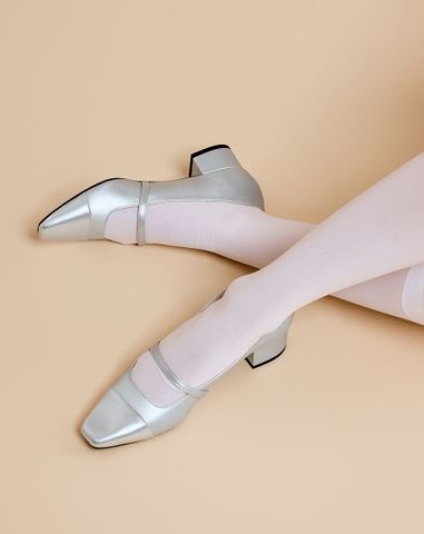  Giày Cao Gót Cao Gót Bít Mũi Phối Cap 