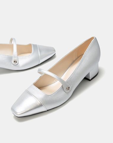  Giày Cao Gót Cao Gót Bít Mũi Phối Cap 