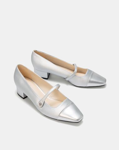  Giày Cao Gót Cao Gót Bít Mũi Phối Cap 