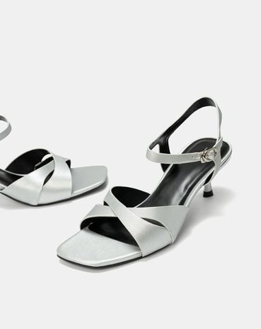  Giày Sandal Gót Nhọn Đắp Quai Chéo 
