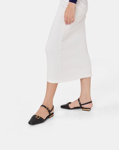  Giày Búp Bê Mũi Vuông Trang Trí Khoá 