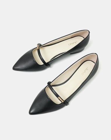  Giày Búp Bê Phối Quai Ngang Khóa Logo 