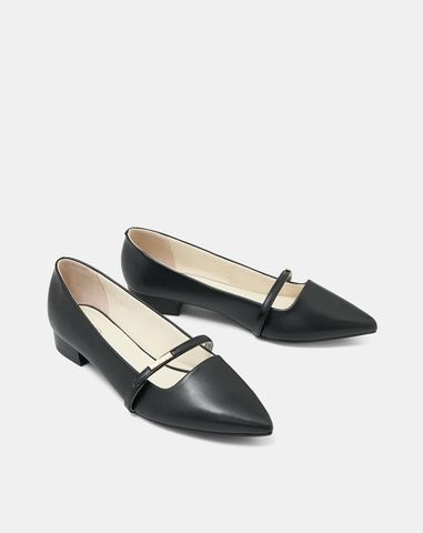  Giày Búp Bê Phối Quai Ngang Khóa Logo 