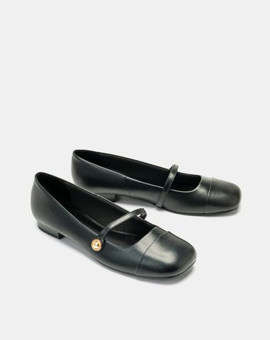  Giày Búp Bê Mary Jane Mũi Thô 