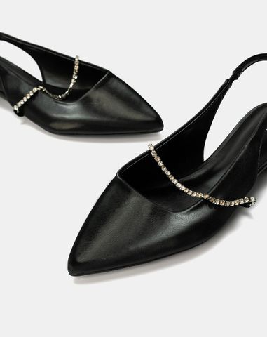  Giày Búp Bê Slingback Phối Dây Khóa Trang Trí 