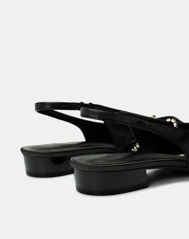  Giày Búp Bê Slingback Phối Dây Khóa Trang Trí 
