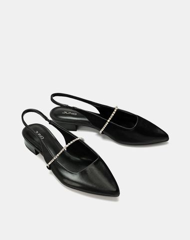  Giày Búp Bê Slingback Phối Dây Khóa Trang Trí 