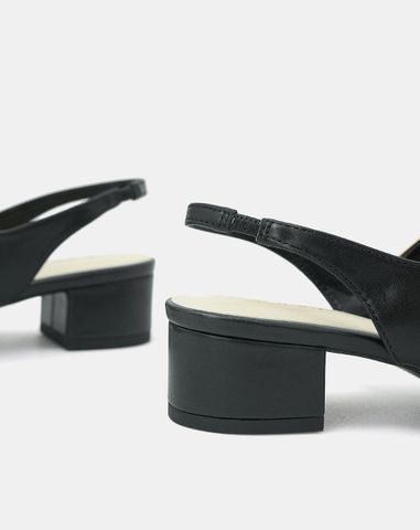  Giày Cao Gót Slingback Gót Vuông Phối Khóa Trang Trí 