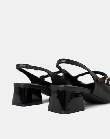  Giày Cao Gót Slingback Gót Vuông Có Khoá 