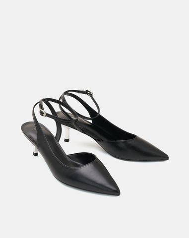  Giày Cao Gót Pump Hở Gót Quai Cổ Chân 