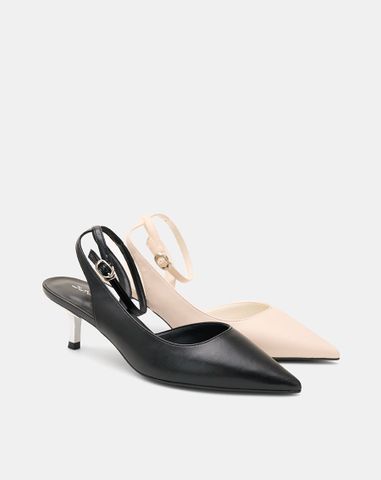  Giày Cao Gót Pump Hở Gót Quai Cổ Chân 