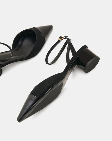  Giày Cao Gót Slingback Phối Toe Cap 