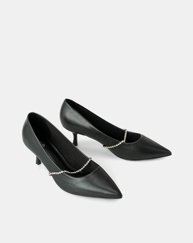  Giày Cao Gót Phối Dây Khóa Trang Trí 