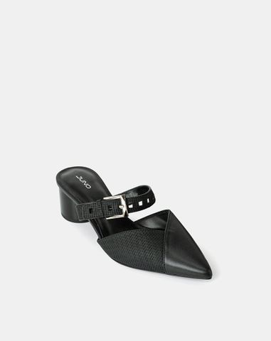  Giày Cao Gót Mules Đắp Mũi Chéo 