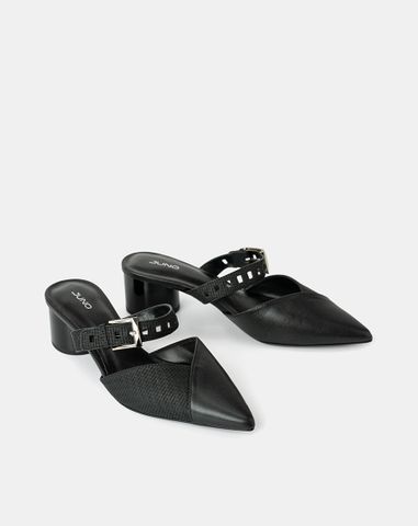  Giày Cao Gót Mules Đắp Mũi Chéo 