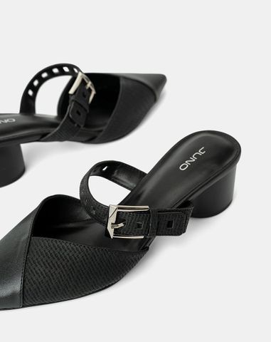  Giày Cao Gót Mules Đắp Mũi Chéo 