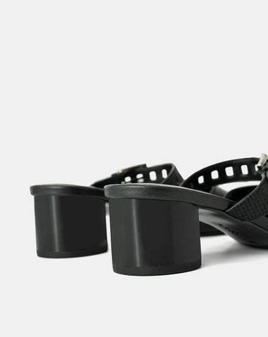  Giày Cao Gót Mules Đắp Mũi Chéo 