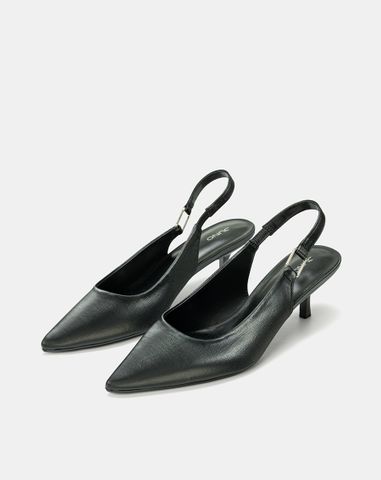  Giày Cao Gót Slingback Phối Khóa Trang Trí 