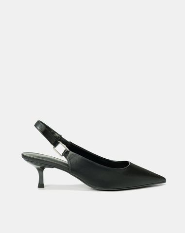  Giày Cao Gót Slingback Phối Khóa Trang Trí 