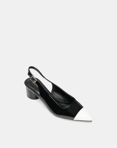  Giày Cao Gót Slingback Mũi Nhọn Phối Toecap 