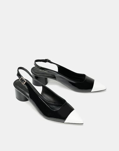  Giày Cao Gót Slingback Mũi Nhọn Phối Toecap 