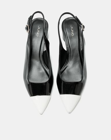  Giày Cao Gót Slingback Mũi Nhọn Phối Toecap 