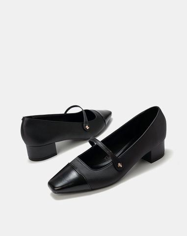  Giày Cao Gót Cao Gót Bít Mũi Phối Cap 