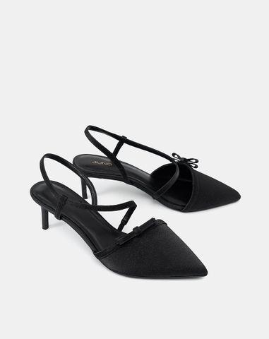  Giày Cao Gót Slingback Phối Nơ Trang Trí 